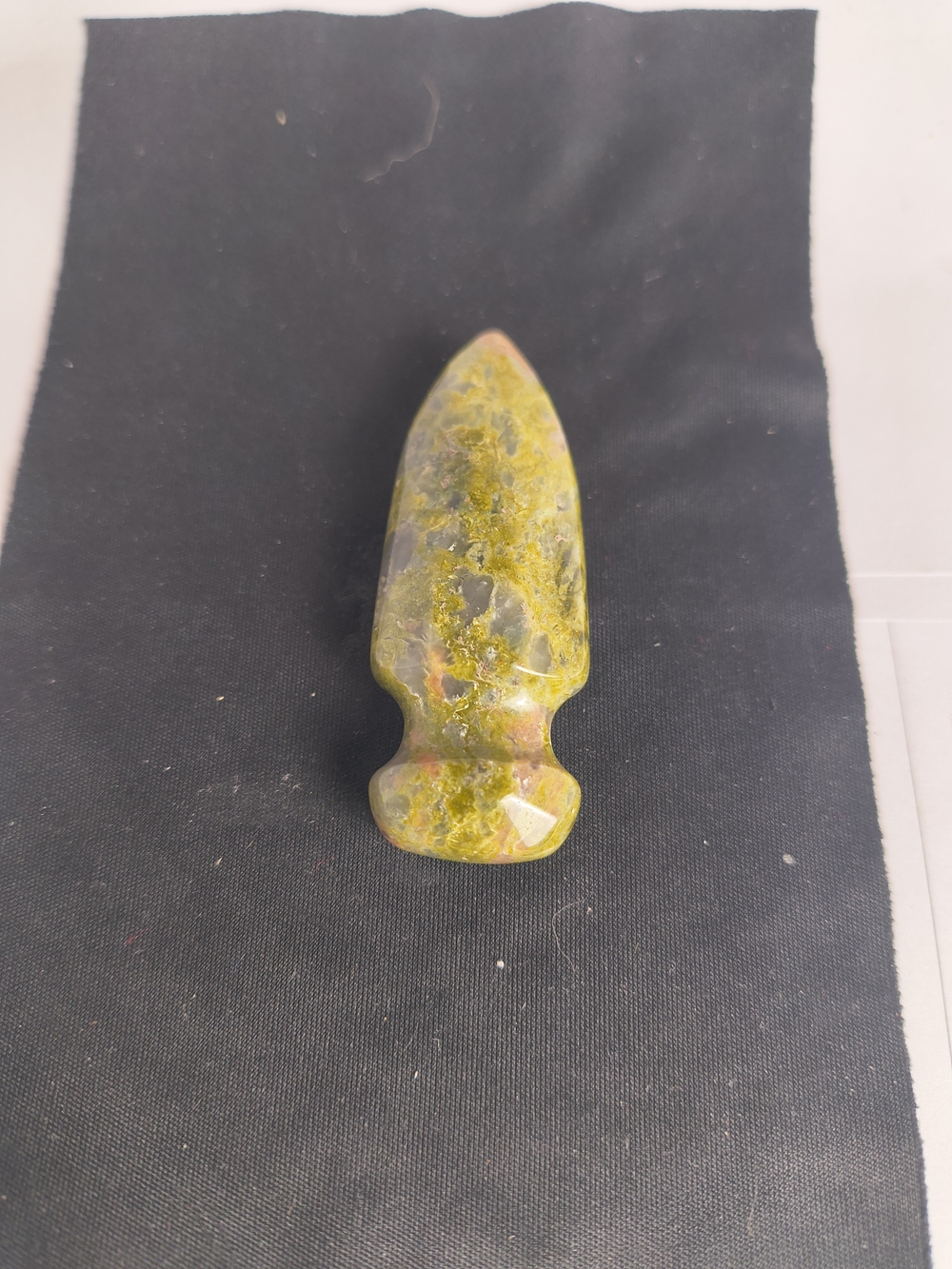 Unakite Carved Point 2.06" 22.4g Green Pink Crystal Metaphysical